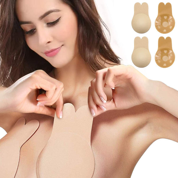 1 Pair Cute Rabbit Bra Women Silicone Adhesive Strapless Invisible Push Up  Bras Breast Lift Tape Bralette Reusable Seamless Bra