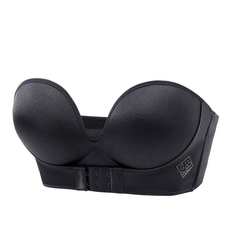 Women'S Padded Bra Front Buckle Gathered Strapless Bra Solid Color Women'S  Super Push Up Bra Lingerie Invisible Bra With Adjustable Front Closure Bra  Black 75Ab 